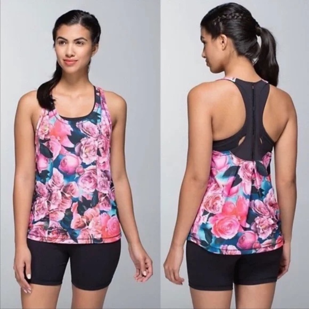 Lululemon Floral Roses Secret Garden Coastal Racerback Tank Top 8